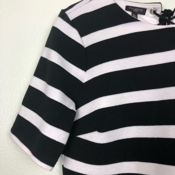 Talbots Boxy MP Tie Back Nautical 1/4 Sleeve Top - Picture 2 of 15